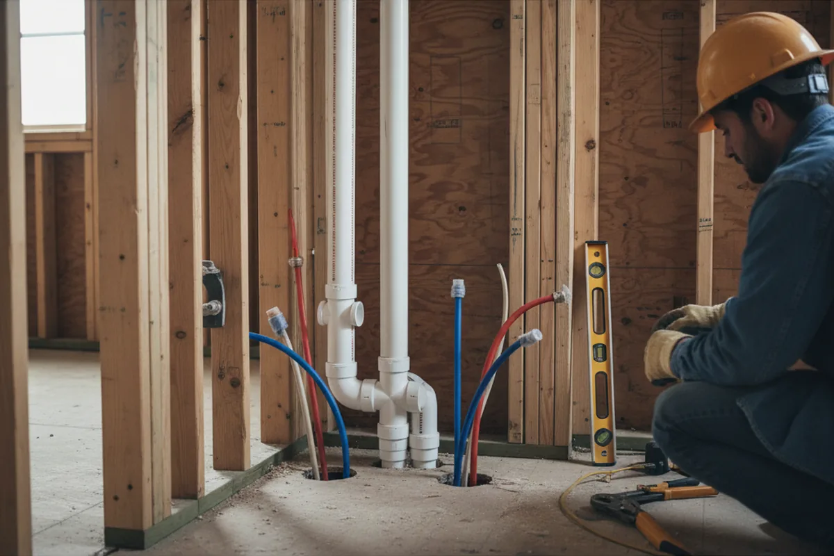 Drain and supply rough-in during Sump Pump Repair in Smithville